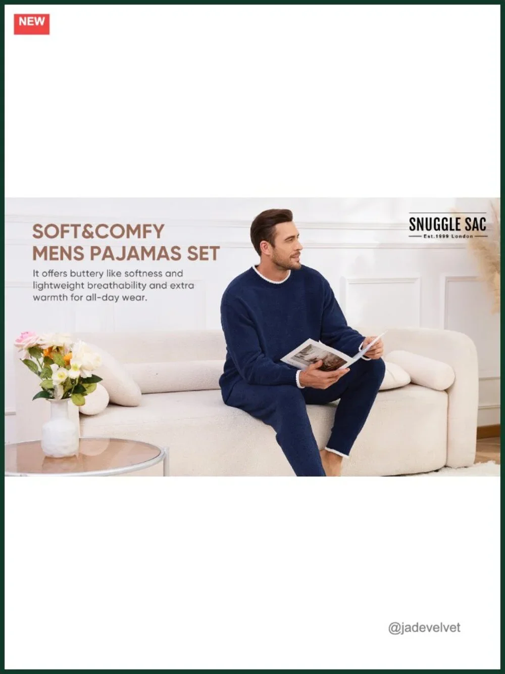 Men's Microfiber Pajama Set Long Sleeve Fleece Winter Sleepwear with Pockets